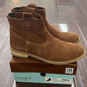 Diba cognac suede booties size 7